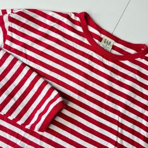 Vintage Gap Long Sleeve Cotton T-Shirt Womens M Nautical Red White Striped